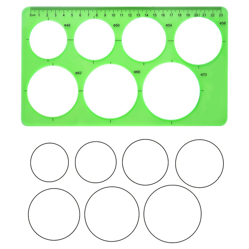Hestya 3 Pieces Circle Template for Drawing 3 Sizes Circle Stencil Templates for Drafting Round Plastic Geometric Stencil for Office and School Building Formwork Drawings(Clear Green) - Image 4